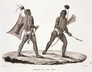 オンバー島の戦士、「航海オートールデュモンド（1817-20）」、ルイクロードデソールズドフレシネ（1779-1842）、シュバードによって彫刻され、1822年から2422年まで出版